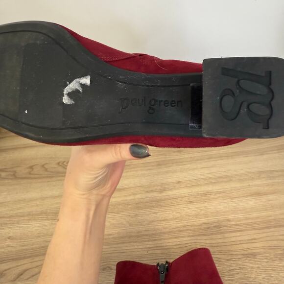 Paul Green Womens Red Chunky Booties Size 6 Beautifully made Quality Thick Heels - Picture 14 of 14